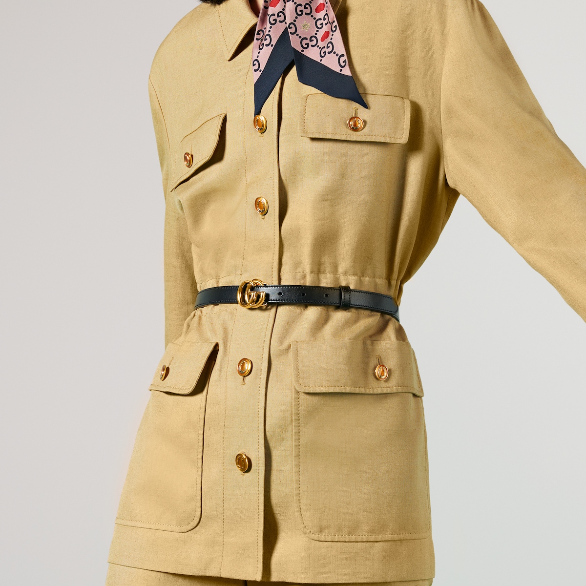 GG Marmont thin leather belt with shiny buckle - Image 3